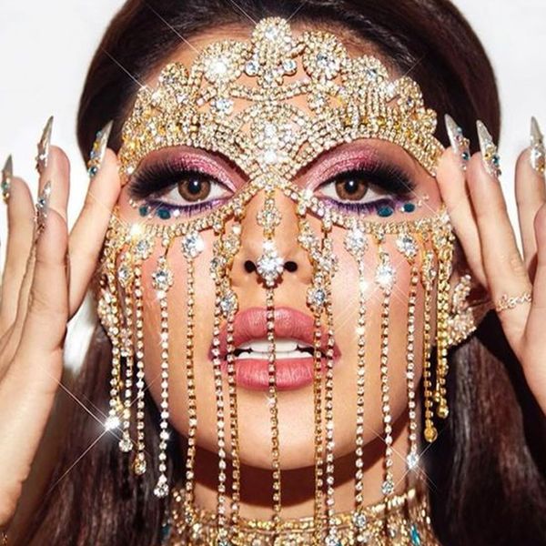 face chainnew rhinestone tassel mask european and american personality luxury halloween masquerade tassel mask mask designer jewelry, Silver
face chainnew rhinestone tassel mask european and american personality luxury halloween masquerade tassel mask mask designer jewelry, Silver