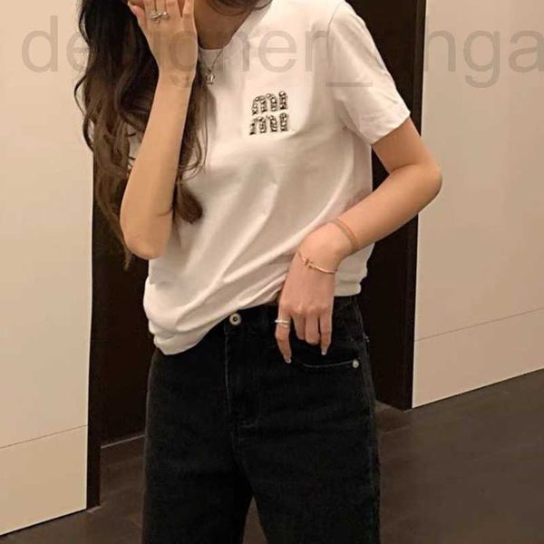 women's t-shirt designer summer cotton short sleeve t shirt women sweatshirt letter diamond embroidery crew neck tshirt miu designer ts, White
women's t-shirt designer summer cotton short sleeve t shirt women sweatshirt letter diamond embroidery crew neck tshirt miu designer ts, White