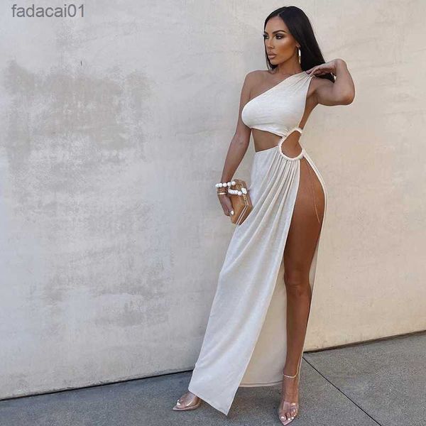 women round cutouts asymmetrical neck elegant nning maxi dress midnight party robe female side split white dresses l230621, Black;gray
women round cutouts asymmetrical neck elegant nning maxi dress midnight party robe female side split white dresses l230621, Black;gray