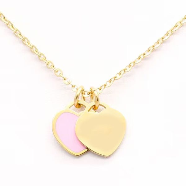 designer double heart necklace stainless steel jewelry woman blue pink green pendant necklace luxury jewelry valentine's day christmas, Silver
designer double heart necklace stainless steel jewelry woman blue pink green pendant necklace luxury jewelry valentine's day christmas, Silver