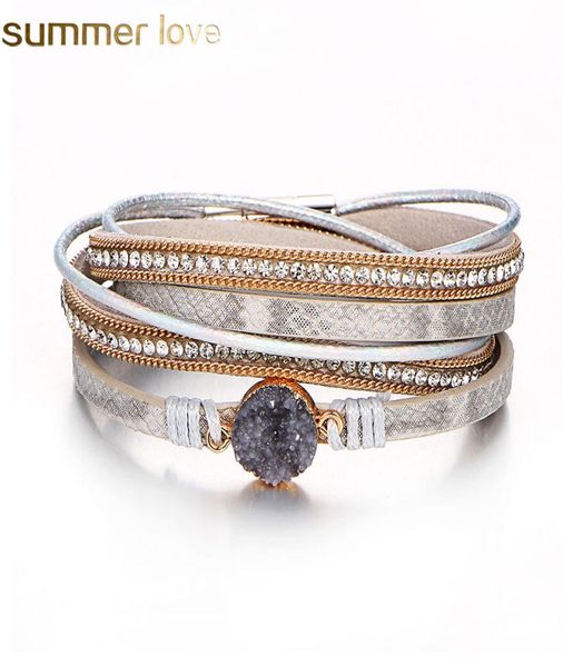 fashion multilayer leather bracelet women vintage stone crystal wrap cuff bangle magnetic clasp handmade wristband jewelry1153733, Golden;silver
fashion multilayer leather bracelet women vintage stone crystal wrap cuff bangle magnetic clasp handmade wristband jewelry1153733, Golden;silver