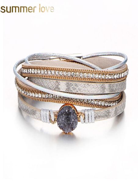 fashion multilayer leather bracelet women vintage stone crystal wrap cuff bangle magnetic clasp handmade wristband jewelry8180117, Golden;silver
fashion multilayer leather bracelet women vintage stone crystal wrap cuff bangle magnetic clasp handmade wristband jewelry8180117, Golden;silver