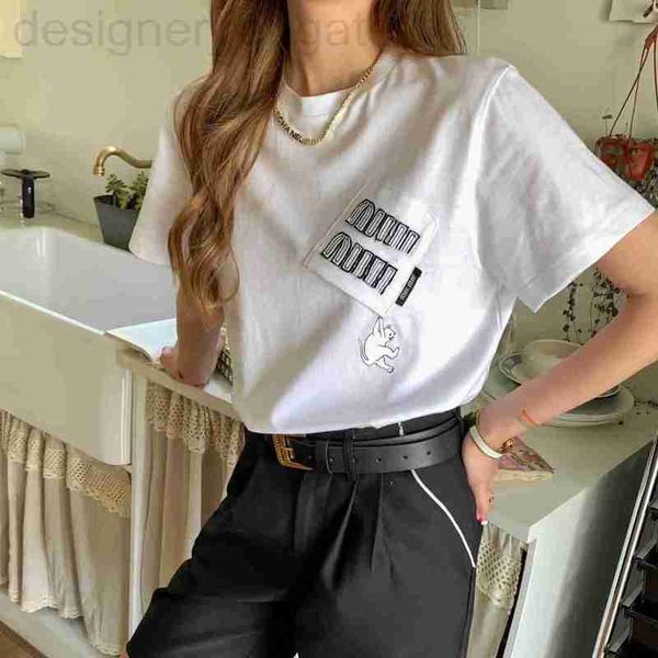 women's t-shirt designer high edition 23ss spring/summer new embroidery letter decorative pocket little rabbit round neck short sleeve, White
women's t-shirt designer high edition 23ss spring/summer new embroidery letter decorative pocket little rabbit round neck short sleeve, White