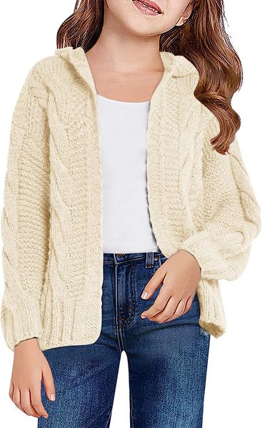 girls kids hooded open front cardigan long sleeve cable knit sweater autumn winter hoodie coat, Blue
girls kids hooded open front cardigan long sleeve cable knit sweater autumn winter hoodie coat, Blue