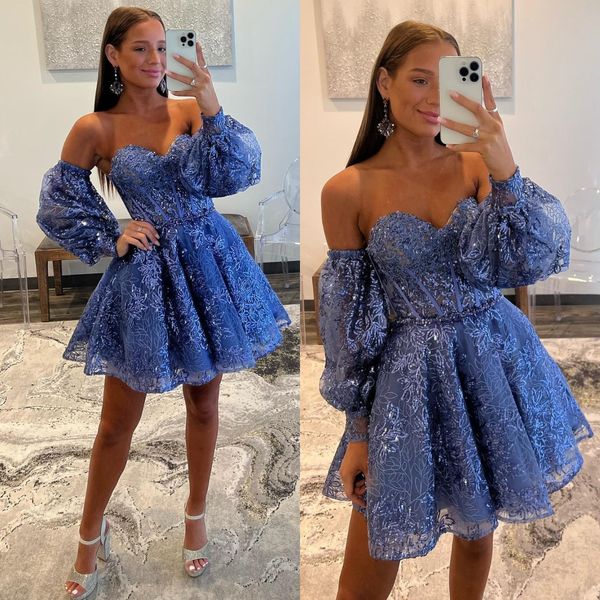 blue sequins lace cocktail dress sweetheart puffy sleeves short prom dresses mini party homecoming special occasion dress, Black
blue sequins lace cocktail dress sweetheart puffy sleeves short prom dresses mini party homecoming special occasion dress, Black