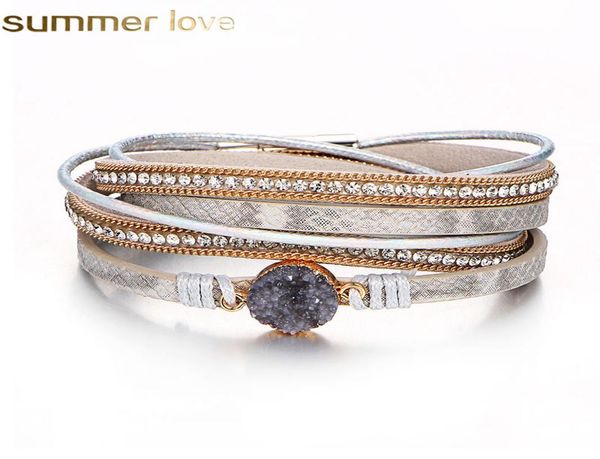fashion multilayer leather bracelet women vintage stone crystal wrap cuff bangle magnetic clasp handmade wristband jewelry8129623, Golden;silver
fashion multilayer leather bracelet women vintage stone crystal wrap cuff bangle magnetic clasp handmade wristband jewelry8129623, Golden;silver