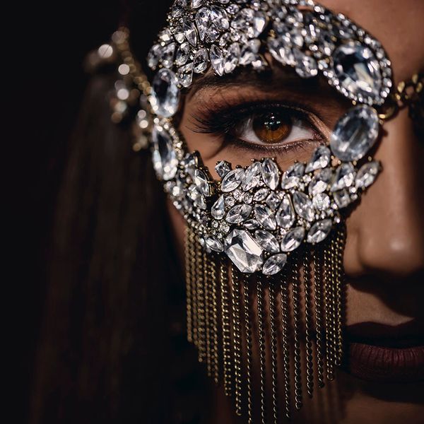 face chain designer jewelry new rhinestone mask europe and the united states fashion half face tassel ball mask mask designer jewelry, Silver
face chain designer jewelry new rhinestone mask europe and the united states fashion half face tassel ball mask mask designer jewelry, Silver