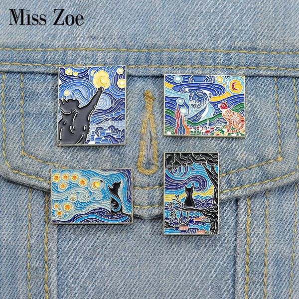starry night cats enamel pins custom van gogh oil painting brooches lapel badges fun animal art jewelry gift for kids friends, Gray
starry night cats enamel pins custom van gogh oil painting brooches lapel badges fun animal art jewelry gift for kids friends, Gray