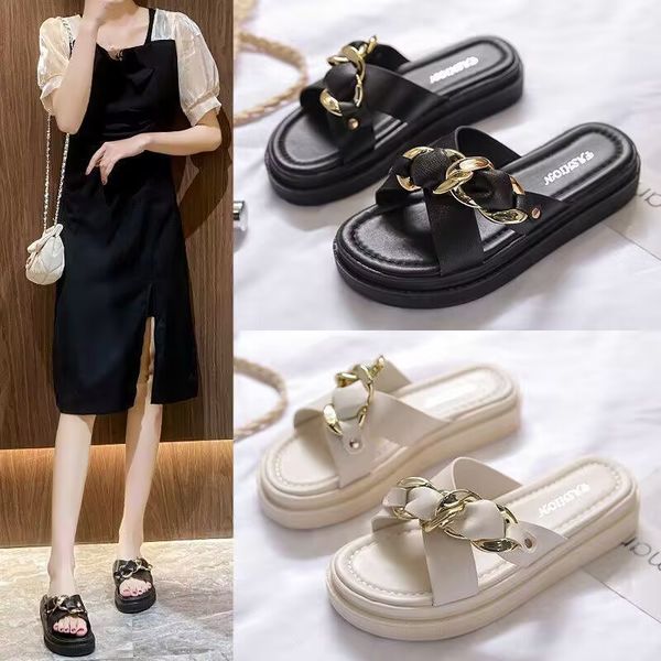 women's slippers thick soles height summer fashion high heels wear thin comfortable non-slip beach sandals, Black
women's slippers thick soles height summer fashion high heels wear thin comfortable non-slip beach sandals, Black