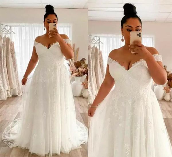 plus size wedding dress a line off the shoulder lace big bridal gowns appliques zip back gorgeous lady marriage dresses re-85, White
plus size wedding dress a line off the shoulder lace big bridal gowns appliques zip back gorgeous lady marriage dresses re-85, White