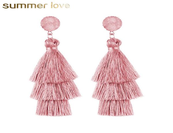 new trendy 3 layered colorful tassel earrings handmade bohemia style resin stone dangle earring for women jewelry gif9310342, Golden
new trendy 3 layered colorful tassel earrings handmade bohemia style resin stone dangle earring for women jewelry gif9310342, Golden