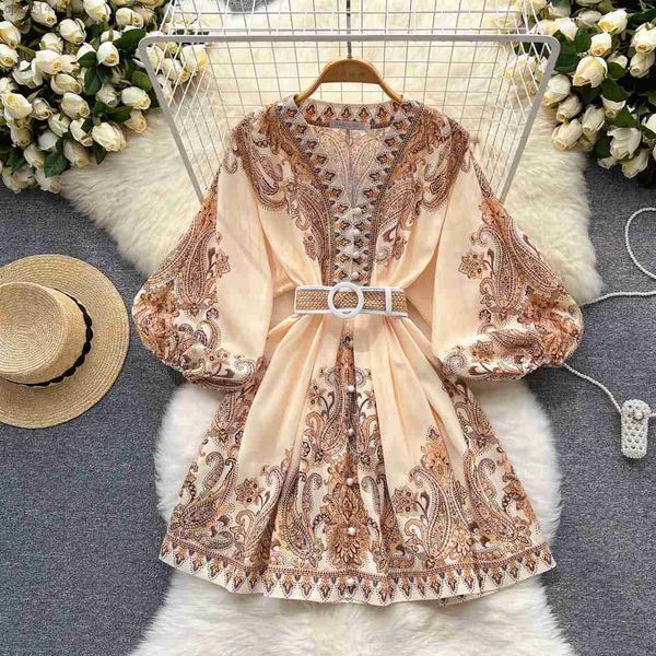 women spring 2023 runway fashion paisley vintage dress neck long lantern sleeve belted mini dress x9dz, Black;gray
women spring 2023 runway fashion paisley vintage dress neck long lantern sleeve belted mini dress x9dz, Black;gray