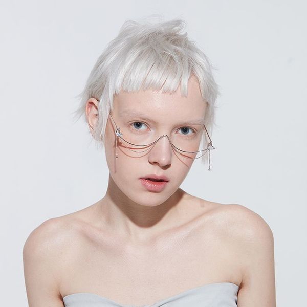 face chainfashion new accessories ins with no lens multi-layer pendant glasses frame facechain designer jewelry, Silver
face chainfashion new accessories ins with no lens multi-layer pendant glasses frame facechain designer jewelry, Silver