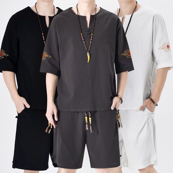 mens tracksuits summer casual halfsleeve vneck pullover with kneelength shorts 2piece loose embroidered tshirt set 230706, Gray
mens tracksuits summer casual halfsleeve vneck pullover with kneelength shorts 2piece loose embroidered tshirt set 230706, Gray