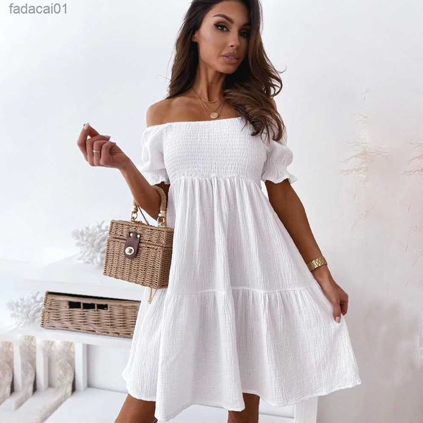 women backless mini dress summer fashion lady slash neck white puff sleeve big swing party beach dresses casual robe femme l230621, Black;gray
women backless mini dress summer fashion lady slash neck white puff sleeve big swing party beach dresses casual robe femme l230621, Black;gray
