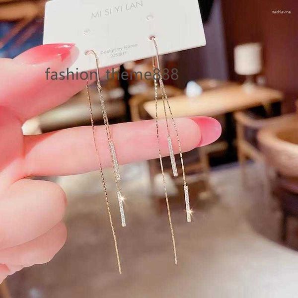 dangle earrings long tassel thread chain geometric zircon pendant for women's ear perforation korean fashion jewelry, Silver
dangle earrings long tassel thread chain geometric zircon pendant for women's ear perforation korean fashion jewelry, Silver