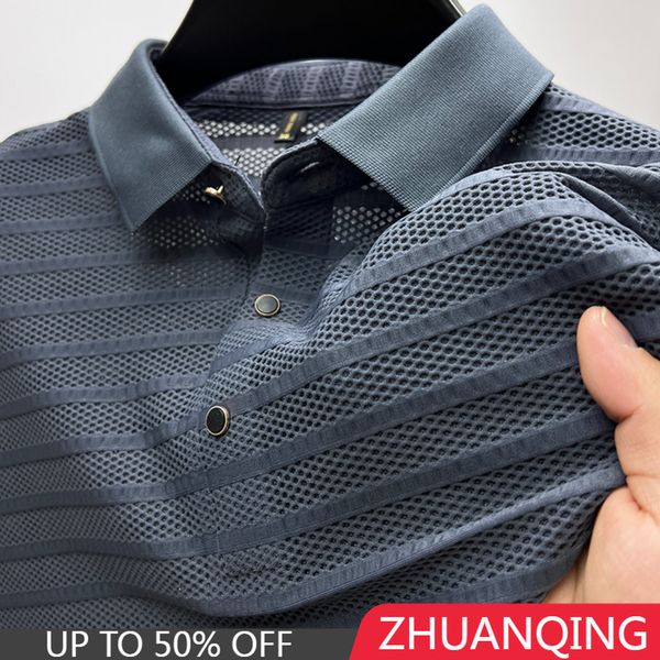 men s t shirts luxury ice silk mesh hollow polo shirt 2023 summer breathable loose elasticity lapel t business fashion clothes tiki 230707, White;black
men s t shirts luxury ice silk mesh hollow polo shirt 2023 summer breathable loose elasticity lapel t business fashion clothes tiki 230707, White;black