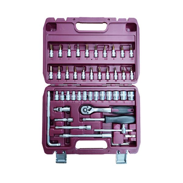 46 pieces 1/4 inch drive socket ratchet wrench set, with bit socket set metric and extension bar for auto repairing and household, with stor
46 pieces 1/4 inch drive socket ratchet wrench set, with bit socket set metric and extension bar for auto repairing and household, with stor