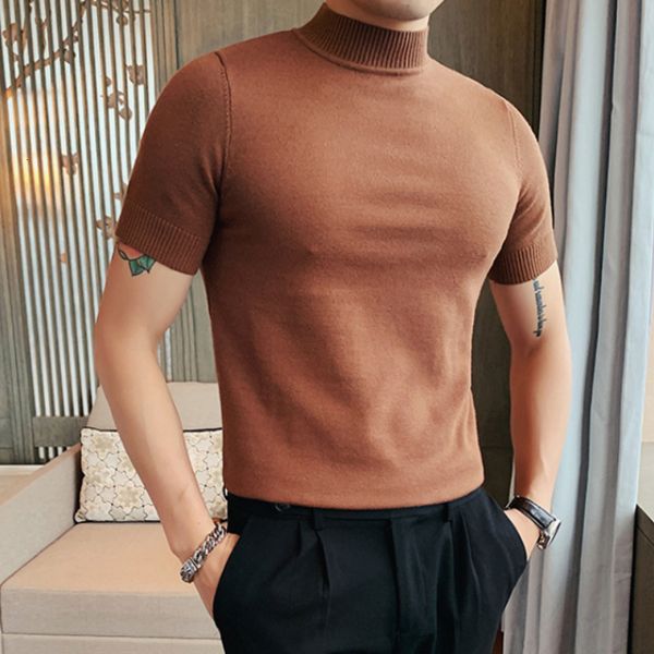 men's t-shirts autumn short sleeve knitted sweater men clothing all match slim fit stretched turtleneck casual pull homme pullovers 230, White;black
men's t-shirts autumn short sleeve knitted sweater men clothing all match slim fit stretched turtleneck casual pull homme pullovers 230, White;black