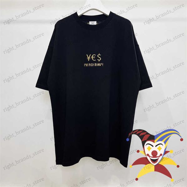 men's t-shirts vetements i am rich gold embroidery currency symbol t-shirt men women 2023ss oversized vintage vtm t shirt tees t230707, White;black 
men's t-shirts vetements i am rich gold embroidery currency symbol t-shirt men women 2023ss oversized vintage vtm t shirt tees t230707, White;black