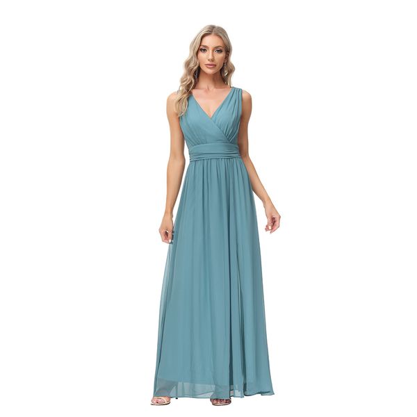 2023 elegant v-neck side slit dresses a-line chiffon long dress bridesmaid for evening wedding party, Black;gray
2023 elegant v-neck side slit dresses a-line chiffon long dress bridesmaid for evening wedding party, Black;gray