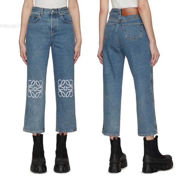 small gospel lo yiwei laser hollow patch embroidery decoration casual small straight sleeve 8/8 jeans, Blue
small gospel lo yiwei laser hollow patch embroidery decoration casual small straight sleeve 8/8 jeans, Blue