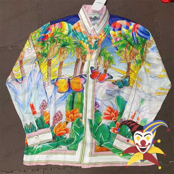 men's casual shirts flower butterfly printing casablanca shirt men women long sleeve hawaii beach silk shirts t230707, White;black
men's casual shirts flower butterfly printing casablanca shirt men women long sleeve hawaii beach silk shirts t230707, White;black