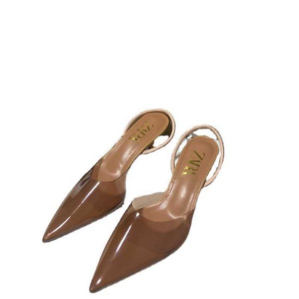 za shoes 2023 summer new shallow open high heels women's thin heel back strap pvcr transparent sandals, Black
za shoes 2023 summer new shallow open high heels women's thin heel back strap pvcr transparent sandals, Black