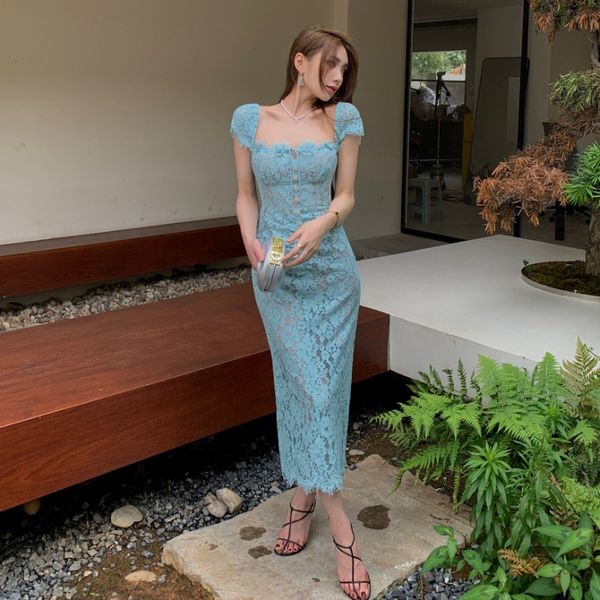 new s-elf portrait square neck pure desire wrap sleeves eyelash lace lake blue long dress dress, Black;gray
new s-elf portrait square neck pure desire wrap sleeves eyelash lace lake blue long dress dress, Black;gray