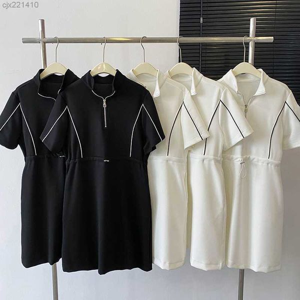 high end fitting and slimming dress 2023 summer sports style zipper design with contrast color skirt clothing djby, Black;gray
high end fitting and slimming dress 2023 summer sports style zipper design with contrast color skirt clothing djby, Black;gray