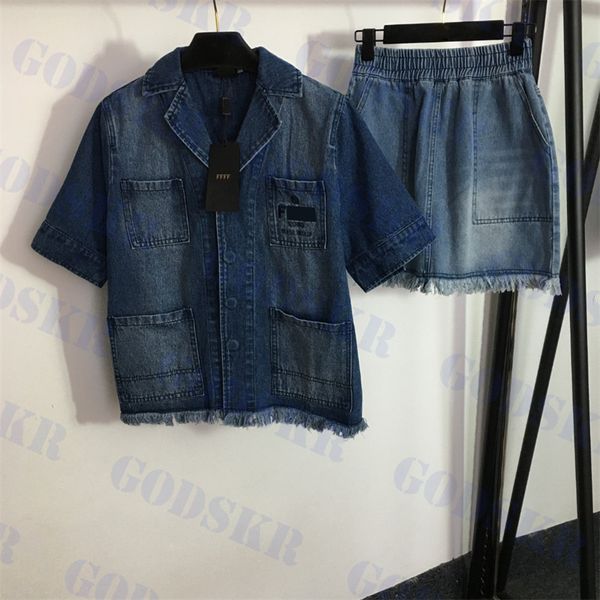 womens denim dress suit designer cowboy shirt embroidered letter coat high waist skirt lapel short sleeve jacket shirts, White
womens denim dress suit designer cowboy shirt embroidered letter coat high waist skirt lapel short sleeve jacket shirts, White