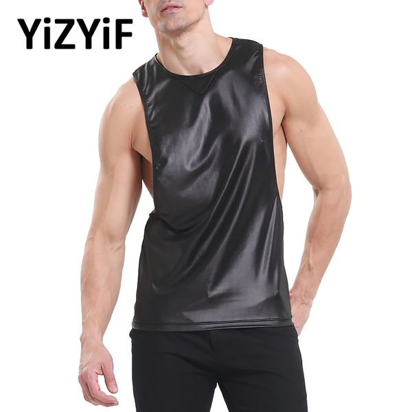 men' tank men sleeveless faux leather vest gym tank fashion cut out pullover t-shirt elastic clubwear dance party costume 230706, White;black
men' tank men sleeveless faux leather vest gym tank fashion cut out pullover t-shirt elastic clubwear dance party costume 230706, White;black
