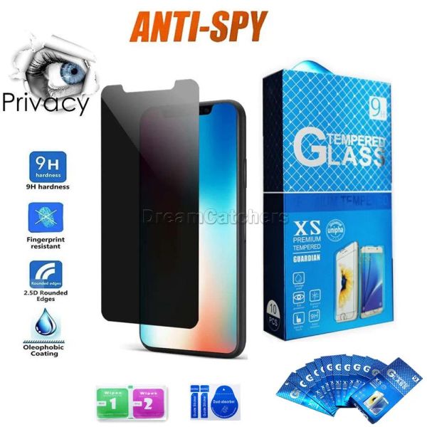 Image of Anti Spy Privacy Tempered Glass Screen Protector for iPhone 11 12 13 14 PRO MAX Plus XR XS 7 8 PLUS with Retail Box Package