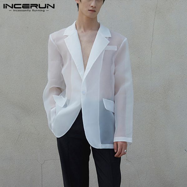 men's suits blazers fashion men mesh blazers transparent lapel long sleeve casual coats one button streetwear party men suit s-5xl ince, White;black
men's suits blazers fashion men mesh blazers transparent lapel long sleeve casual coats one button streetwear party men suit s-5xl ince, White;black