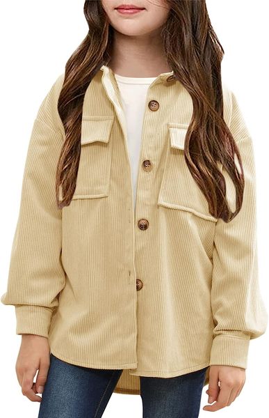 girls button down corduroy coat long sleeve casual jacket basic outerwear with pockets, Blue;gray
girls button down corduroy coat long sleeve casual jacket basic outerwear with pockets, Blue;gray