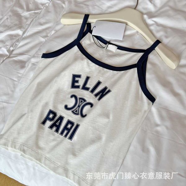 wang can's same style ce letter printing strap women's 2023 summer versatile short fit contrast tank top, White
wang can's same style ce letter printing strap women's 2023 summer versatile short fit contrast tank top, White