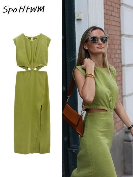 basic casual dresses linen green sleeveless waist cut out long oneck aline side split vestidos women summer beach streetwear 230706, Black;gray
basic casual dresses linen green sleeveless waist cut out long oneck aline side split vestidos women summer beach streetwear 230706, Black;gray