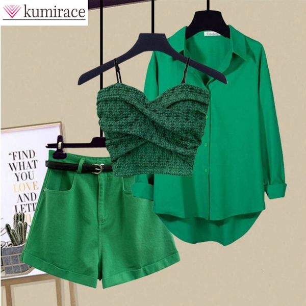 women's two piece pants lace strap bra loose blouse casual shorts three piece elegant women's pants set summer street outfits trac, White
women's two piece pants lace strap bra loose blouse casual shorts three piece elegant women's pants set summer street outfits trac, White