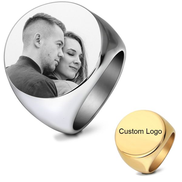 band rings customized signet ring engrave name po copule jewelry stainless steel round mens for family wedding personalized gifts 230706, Silver
band rings customized signet ring engrave name po copule jewelry stainless steel round mens for family wedding personalized gifts 230706, Silver