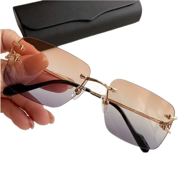 2023 luxury cutting rimless sunglasses uv400 lightweight pure-titanium big square gradient lens for goggles 57-18-140 fullset design case033, White;black
2023 luxury cutting rimless sunglasses uv400 lightweight pure-titanium big square gradient lens for goggles 57-18-140 fullset design case033, White;black