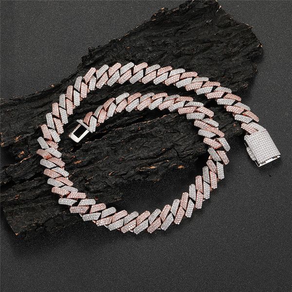 18mm dual color diamond cuban chain copper gold color plated iced out zircon men's necklace jewelry, Silver
18mm dual color diamond cuban chain copper gold color plated iced out zircon men's necklace jewelry, Silver