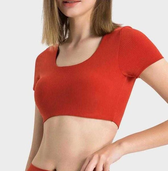lu-375 ebb to street with padded bra striped ribbed fashionable short sports shirt short sleeved women's versatile fitness yoga suit, White;red
lu-375 ebb to street with padded bra striped ribbed fashionable short sports shirt short sleeved women's versatile fitness yoga suit, White;red