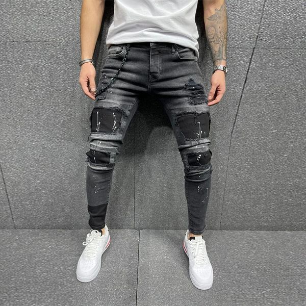 mens jeans streetwear fashion pants elastic skinny slim fit patch pockets ripped for men vintage black denim trousers 230706, Blue
mens jeans streetwear fashion pants elastic skinny slim fit patch pockets ripped for men vintage black denim trousers 230706, Blue