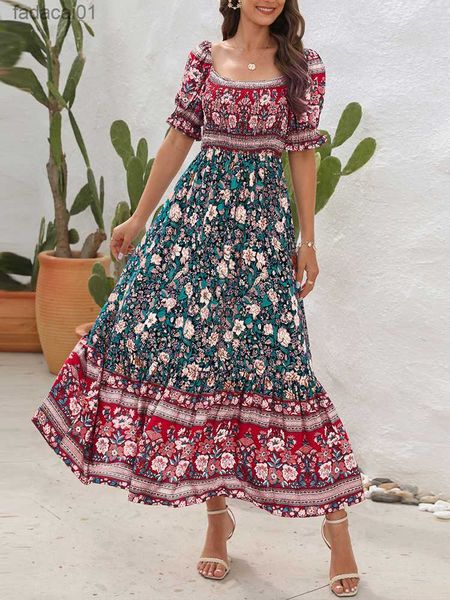 boho floral print long dress women summer beach sundress short sleeve square neck ruffle pleated dress bohemian casual dresses l230621, Black;gray
boho floral print long dress women summer beach sundress short sleeve square neck ruffle pleated dress bohemian casual dresses l230621, Black;gray