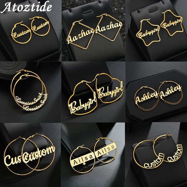 hoop huggie atoztide personalized name stainless steel letter earrings for women 3 color custom name cricle earrings weddings party jewelry, Golden;silver
hoop huggie atoztide personalized name stainless steel letter earrings for women 3 color custom name cricle earrings weddings party jewelry, Golden;silver