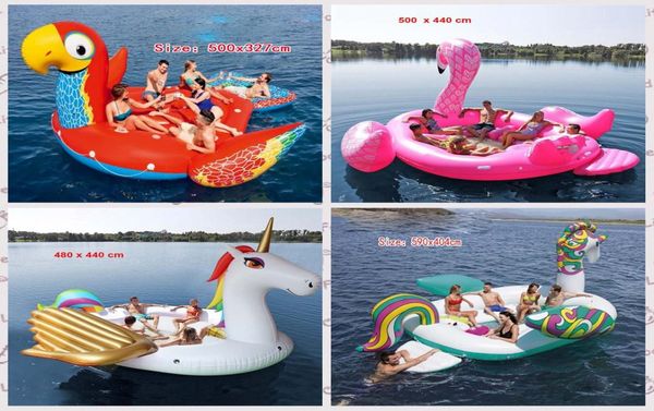 

summer 6 person huge inflatable unicorn parrot flamingo pool boat giant pegasus floating row water floats with colorful printing9937928
