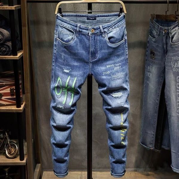 mens jeans spring and autumn fashion trend embroidery printed small foot pants casual slim comfortable highquality 230706, Blue
mens jeans spring and autumn fashion trend embroidery printed small foot pants casual slim comfortable highquality 230706, Blue