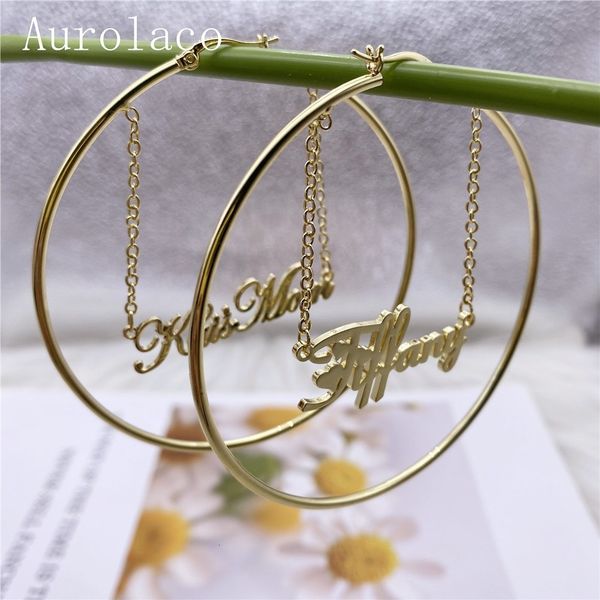 hoop huggie aurolaco 30100mm custom name earrings stainless steel customize big for women gifts 230707, Golden;silver
hoop huggie aurolaco 30100mm custom name earrings stainless steel customize big for women gifts 230707, Golden;silver