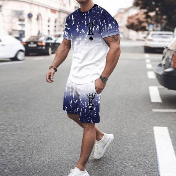 mens tracksuits gradient stripe 3d print summer men set oneck t shirtsshorts 2 piece tshirts oversize clothing mans harajuku woman 230707, Gray 
mens tracksuits gradient stripe 3d print summer men set oneck t shirtsshorts 2 piece tshirts oversize clothing mans harajuku woman 230707, Gray