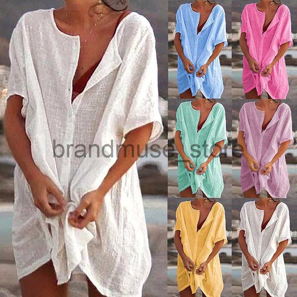 casual dresses new women's cover-ups cotton beach shirt summer casual midi dresses fashion solid loose tunics female swimwear j230707, Black;gray
casual dresses new women's cover-ups cotton beach shirt summer casual midi dresses fashion solid loose tunics female swimwear j230707, Black;gray